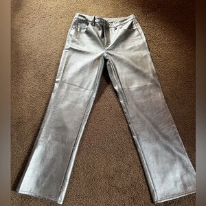 H & M faux leather silver pants